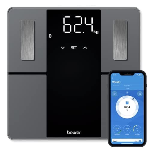 Beurer BF500 Smart Body Analysis Scale with Bluetooth & App, Accurate Digital Diagnostic Scale Measures Body Fat, Muscle Mass, Caloric Needs, 396 lbs, XL Display