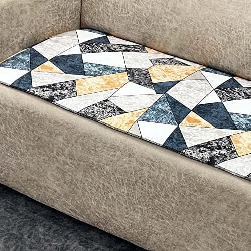 AMAZE ATTIRES Velvet Printed Seat Cover For Sofa 7 Seater With Heavy Antiskid Backing (22 X 68 Inch - 1 Piece, 22 X 48 Inch - 2 Piece) AASR001,Gold