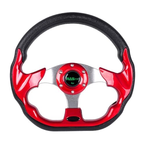 RASTP D Shape Golf Cart Steering Wheel Universal 12.6 inch Fit For EZGO RXV & TXT, Club Car DS, Club Car Precedent Tempo, Yamaha(Red)