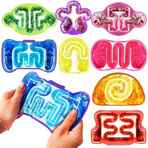 8 Pack Squeeze Fidget Toys for KidsSquishy Sensory Tube with Maze BeadColorful GooGlitter SequinsStress Anxiety Relief Calming Toys for Easter Basket Stuffers Classroom Prizes