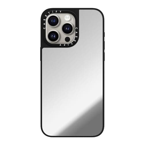 CASETiFY Mirror iPhone 15 Pro Max Case Reflective 49ft Drop ProtectionCompatible with Magsafe Silver On Black