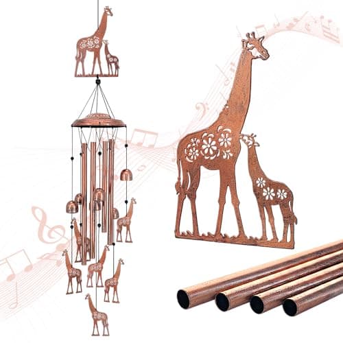 Giraffe Wind Chimes Outdoor Giraffe Gifts for WomenMenMomWifeGrandma Birthday Gifts Memorial Gift Metal WindChimes for OutsideIndoors Lawn Patio Home Porch Yard Decor Garden Decorations