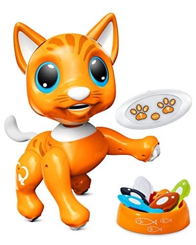 Power Your Fun Robo Pets Cat Toy for Girls and Boys Remote Control Robot Toy Interactive Hand Motion Gestures Smart STEM Programmable Treats Toys Walking Dancing Robot Pet Cat for Kids
