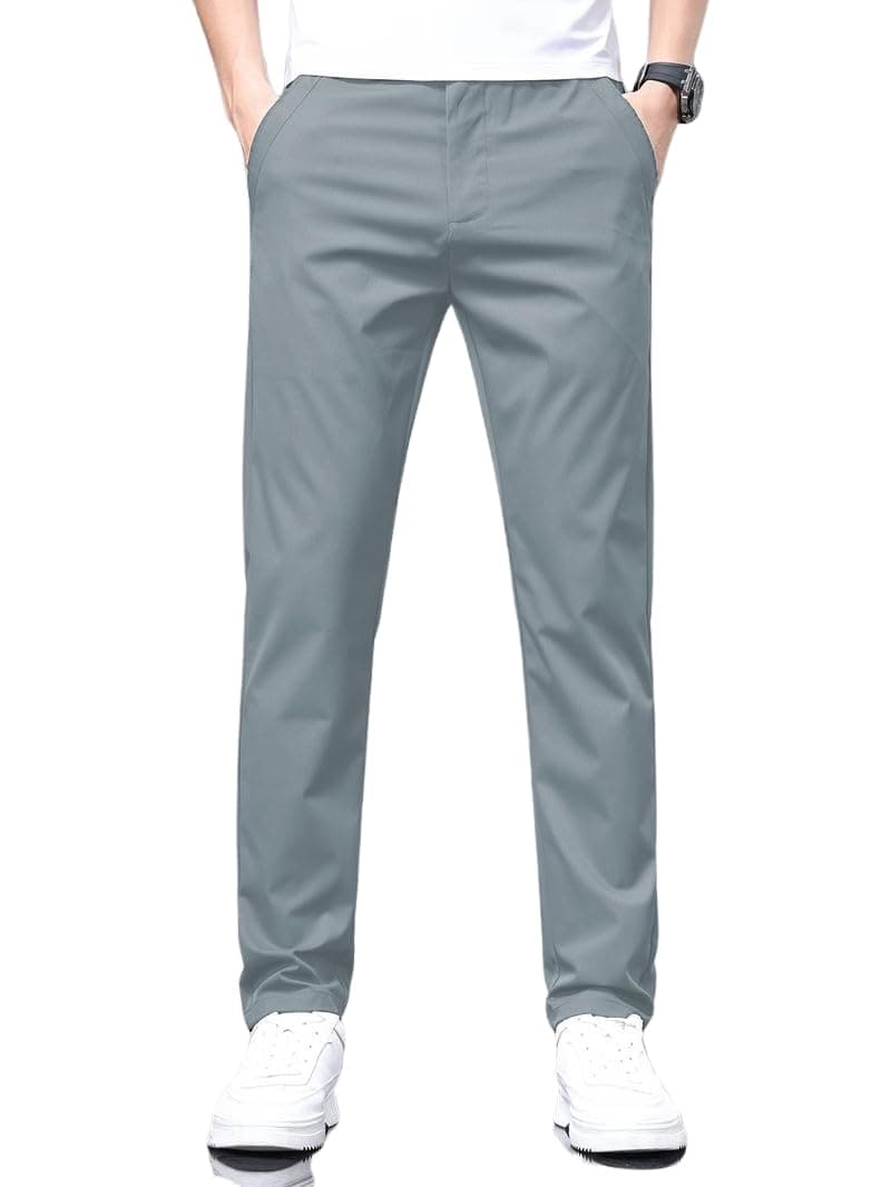 TOPLOT Men's Slim Fit Trousers | Stylish Casual Design | Comfortable Fit Wear | Clean Look Structure | Versatile Styling | Easy Movement Fit | Perfect for Casual & Office Wear (5226_36_Silver)