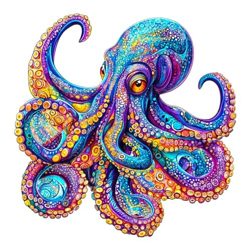 Jigfoxy Wooden Puzzles for Adults Octopus Wooden Puzzle for Adults Unique AnimalShaped Wooden Jigsaw Puzzles Christmas Thanksgiving Gifts for Family and Friends M114 113in190pcs