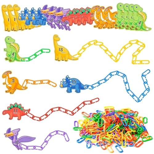 AsodSway Strengthen Dinosaur Card CClips Hooks Plastic Chain Links with Card Lacing Spring Party Game Suitable for Development of Sensory Toys for Child Color Home Activities Birthday Holiday Gifts