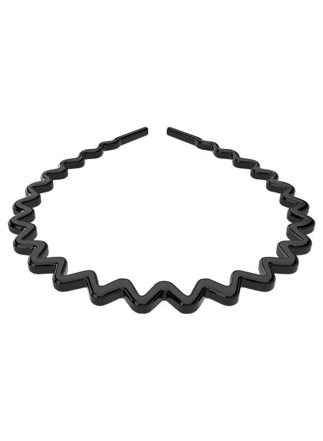 Wavy Headbands Plastic Skinny Thin Non-Slip Flexible Hair Bands Simple Hoops Hair Accessories for Women and Men Solid Colors (Black)