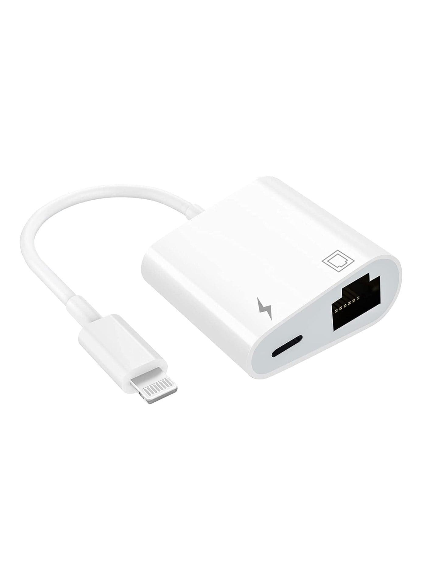 Lightning to Ethernet Adapter, 【Apple MFi Certified】 2 in 1 RJ45 LAN Network Adapter with Charge Port Compatible iPhone/iPad/iPod, Plug and Play, Supports 100Mbps