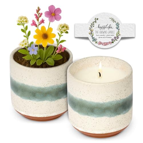 Hyggelight - The Growing Candle, Sandalwood & Vanilla Scented, 8.5oz Ceramic Pot, Aromatherapy Candles for Home, 100% Soy, Edith