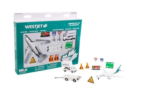 Daron WestJet Airlines Airport Playset with DieCast Metal Model Airplane with Plastic Parts Cars and Transportation Toys for Kids Ages 3