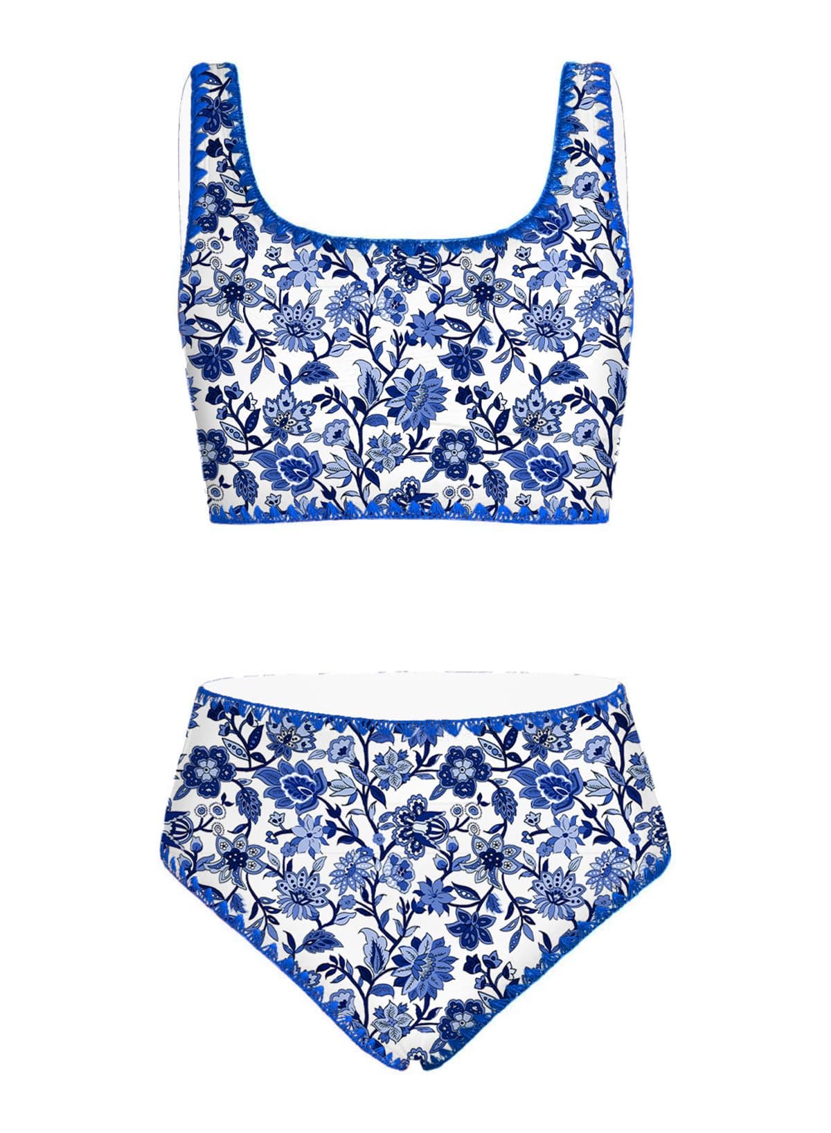 blibean Tween Girl Swimsuits Little Kids Girls Summer Swim Bathing Suits Teen Fashion Two Piece Bikini Boho Hawaii Swimwear Beach Sets Traje Baño Niñas Size 10-11 Year Old Blue Floral