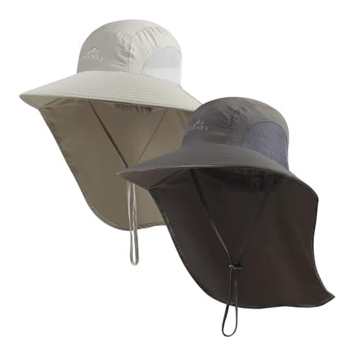 Outdoor Sun Hat for Men with 50 UPF Protection Safari Cap Wide Brim Fishing Hat with Neck Flap for Dad