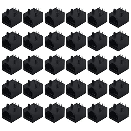 Antrader 30pcs RJ45 Modular Jack 8P8C 8 Pins PCB Mount Telephone Connector