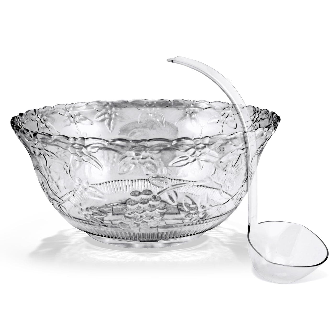 Stock Your Home Premium Plastic Punch Bowl with Ladle Fancy Disposable Punch Bowls for Parties Holidays Schools Halloween and More Quality Glass Like Appearance Large Punch Bowl with Ladle Set