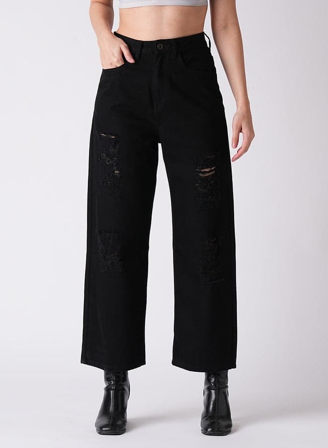 Boyfriend Fit Pure Cotton Light Distressed Jeans