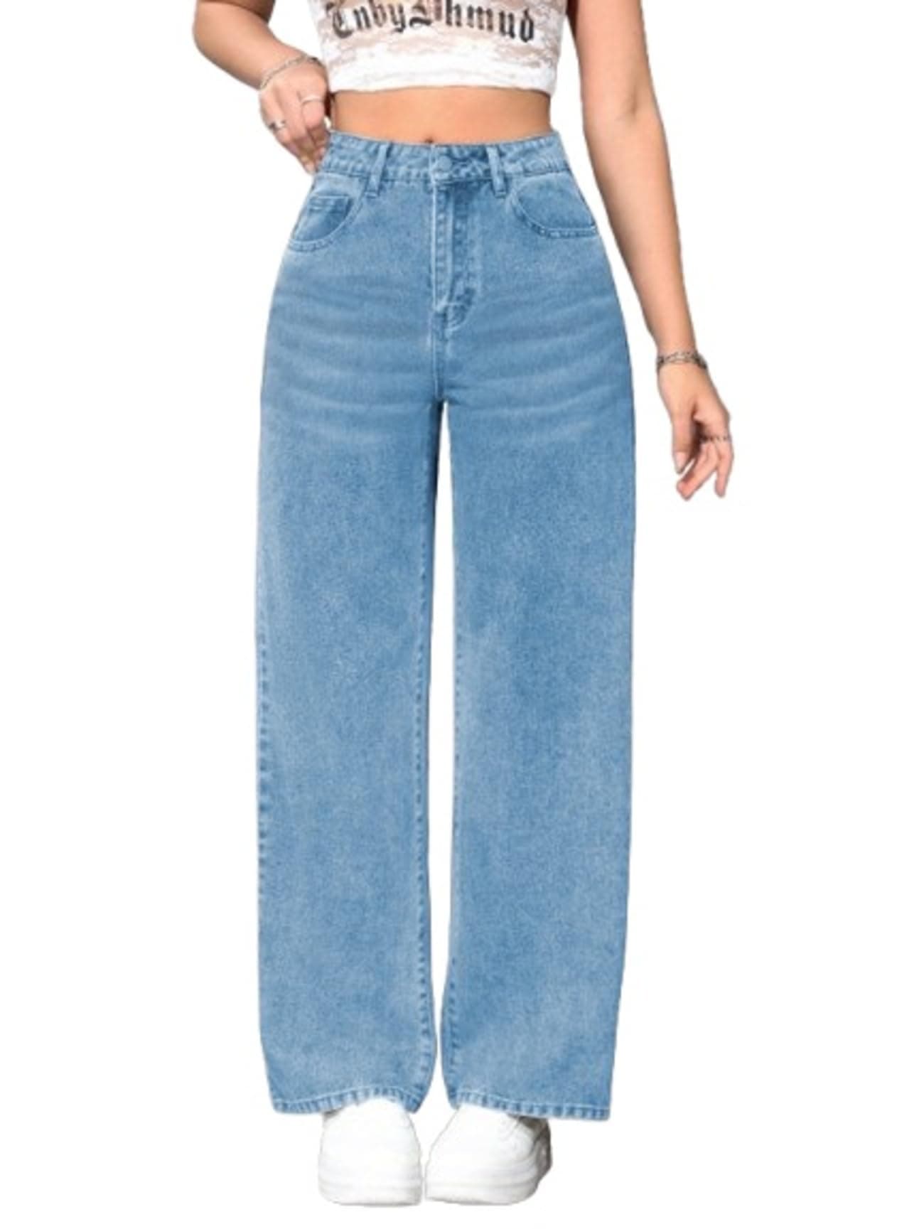Ben Martin Baggy Jeans for Women || Women,s Loose Jean Pants || Oversized Jean's for Women's || Wide Leg Jean,s for Woman || Casual Jins for Woman's || Loose Jin Pant for Woman,s Light Blue 05-34