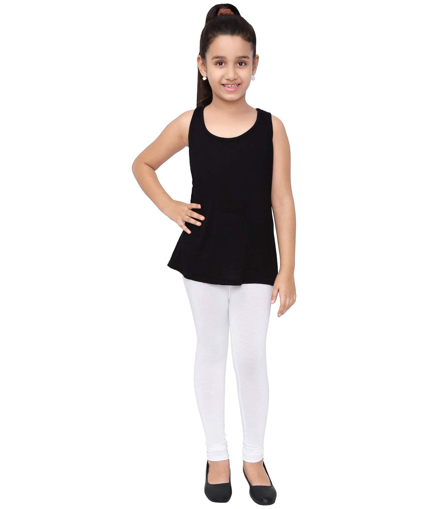 Robinbosky Premium Girls White Slim Leggings (11-12 Years,(34) White), Mid Rise