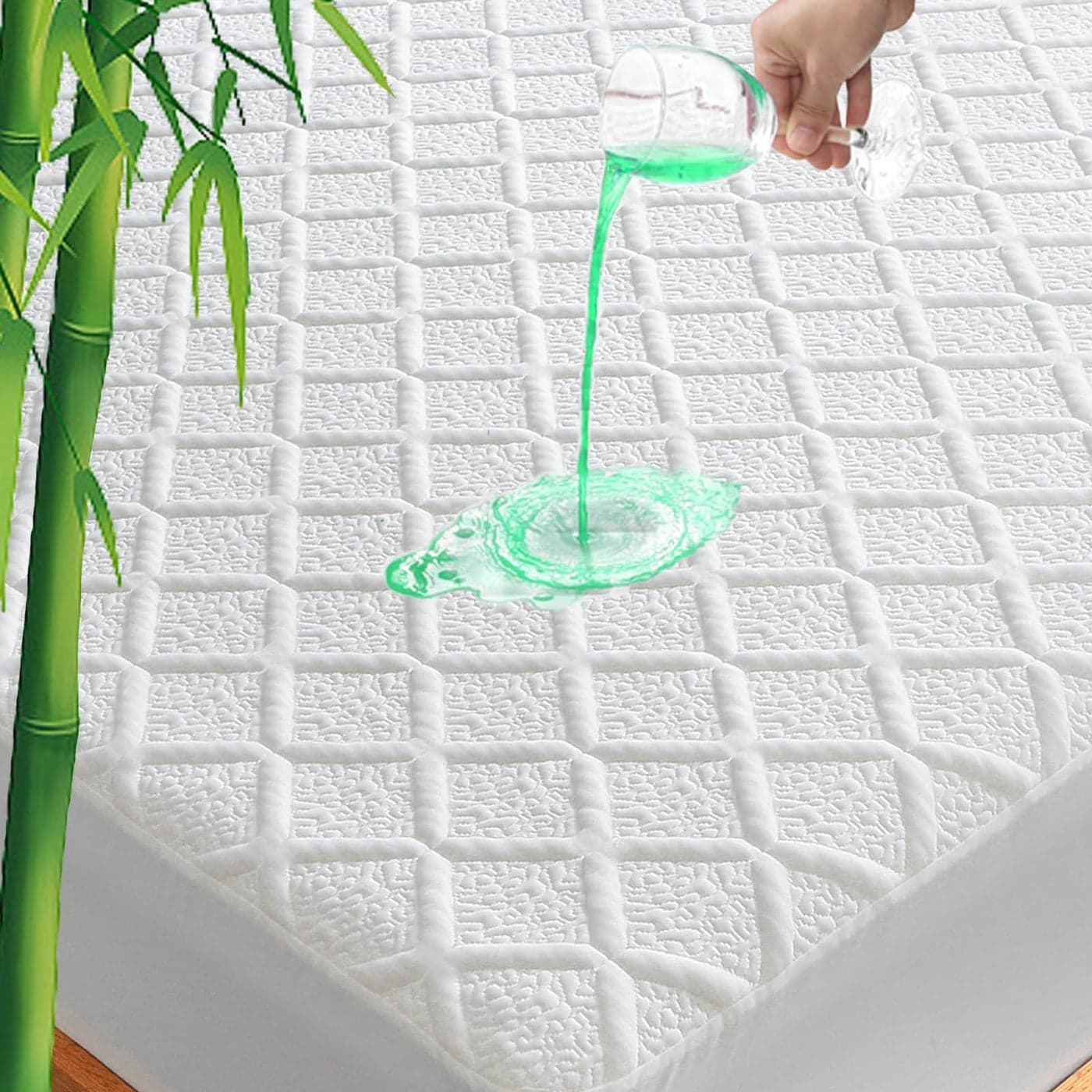 UNILIBRA King Size Waterproof Mattress Protector 3D Air Rayon Made from Bamboo Cooling Mattress Cover Breathable Deep Pocket Mattress Pad Fits to 821 White