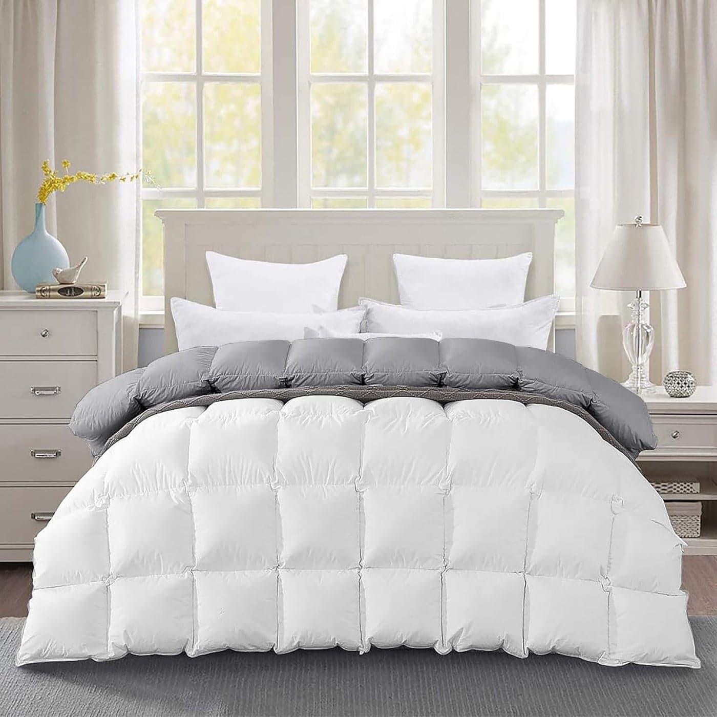 BEDDY FUSION Heavy Winter 600 GSM Comforter King Size 90X106 600 GSM Microfiber Super Soft Fluffy for Winter ComforterRajaiDuvetBlanket King Size WhiteSilver Grey Color