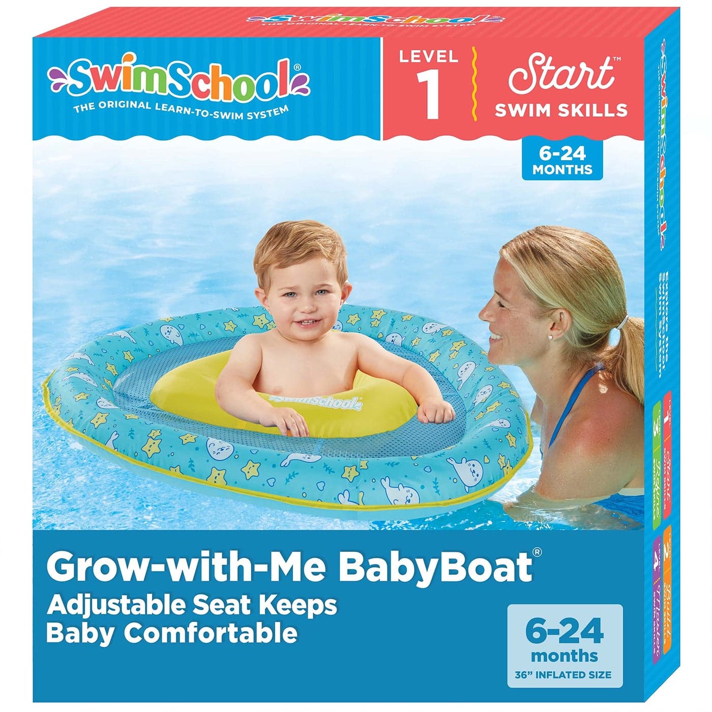 SwimSchool Lil Otter Baby Pool Float 624 Months Infant Swim Float with Splash Play Activity Center and Safety Seat Blue