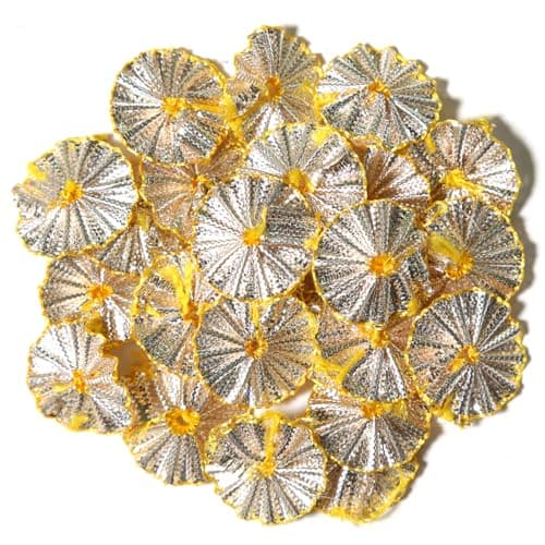 EmbroideryMaterial Rose Gold Gota Patti Flowers Embroidery Patches for Clothes, Applique Patches for Embroidery Work, Gota Flowers for Decoration, Crafts & Flowers for Dress Designing (25 Pieces, Rose Gold, 1.7 CM)
