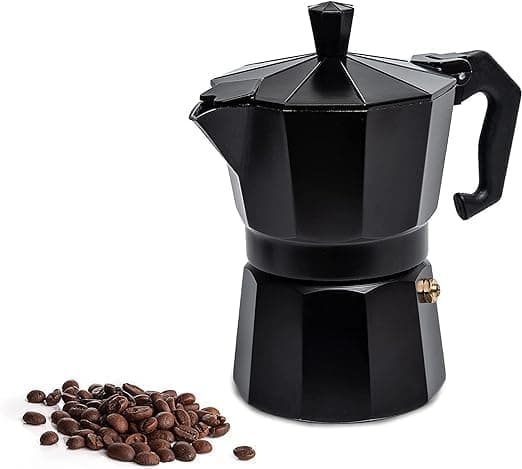 HOMETIC Aluminium Espresso Coffee Maker Moka Express 3 Cups Espresso MakerPercolatorStovetopFilter Coffee Maker for Italian Mocha Coffee Moka Pot 60ML Black