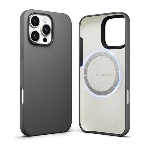 CASEGEAR Silicone Snap Fit Back Cover Case Compatible with iPhone 16 Pro | 8 Feet Drop Protection | Compatible with MagSafe | 360° Protection | Shockproof & Scratch Resistant | Grey