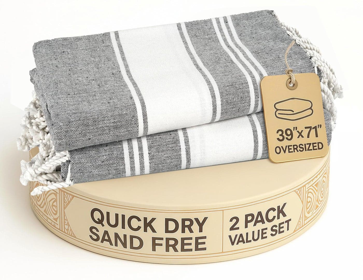 LANE LINEN Towels for Women 2 Pack Oversized PreWashed NoShrink Sand Free Quick Dry Lightweight Travel Towels Soft Bath Use 39x71 Smoky Black