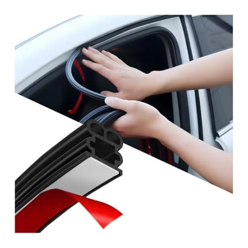 Sandfren Car Door Seal Strip 2625ft Rubber Double Layer Self Adhesive Automotive Weather Stripping for Windows Hood Trunk Soundproofing Vehicle Sealing Strip Accessories Universal Fit