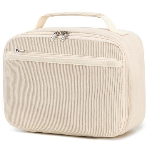 Bluboon Kids Girls Lunch Bag Insulated Lunch Box for school Corduroy Lunch Cooler Organizer School Kids Lunch Tote (Corduroy-White)