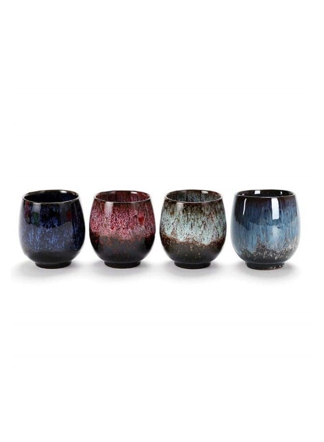 Ceramic Tea Cup Set, 4Pcs Chinese Kung Fu Tea Set, Espresso Coffee Cups, Yerba Mate Companion Set, Ideal for Tea, Coffee, Gifts