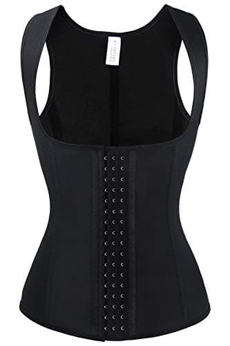 Charmian Women's Latex Underbust Waist Training Cincher Steel Boned Body Shaper Corset Vest Vest-Black X-Small