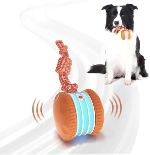QGI Interactive Dog Toys Random Path Electric Automatic Moving and Rolling Dogs Toy with Rope for Small Medium Large Dogs MotionActivated Dog Stimulation Toy for Boredom Relief Orange