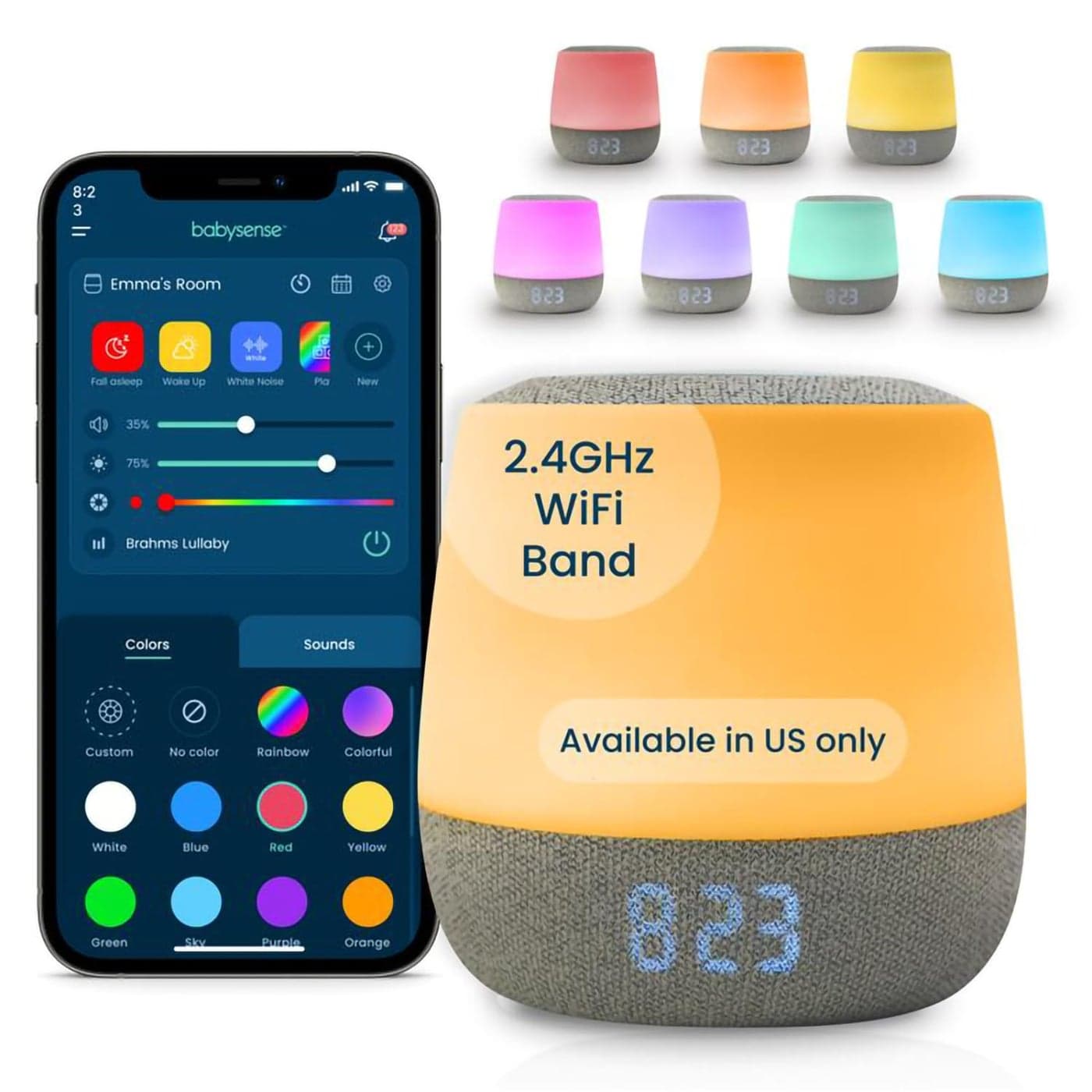 Babysense Dreamer 20 Baby Sound Machine with Night Light 2nd Gen 28 Soothing Sounds Toddler Sleep Trainer AppControlled White Noise Machine Sleep Timer 24GHz WiFi US Only