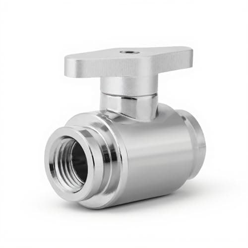 Richer-R Water Cooling Valve G1/4 Internal Threads Valves Water Ball Valve,G1/4" Internal Thread Silver Water Cooling Valve Water Ball Valve with Handle for Computer Water Cooling System(Silver)