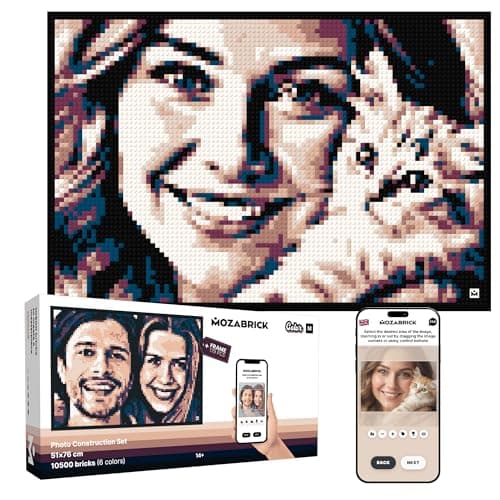 MOZABRICK Color M Custom Photo Mosaic Building Set DIY Craft Kit for Brick Wall Art Creation from Any Photo Personalized Gift Framed Building Blocks Portrait Pixel Art Building Kit 20x30 in