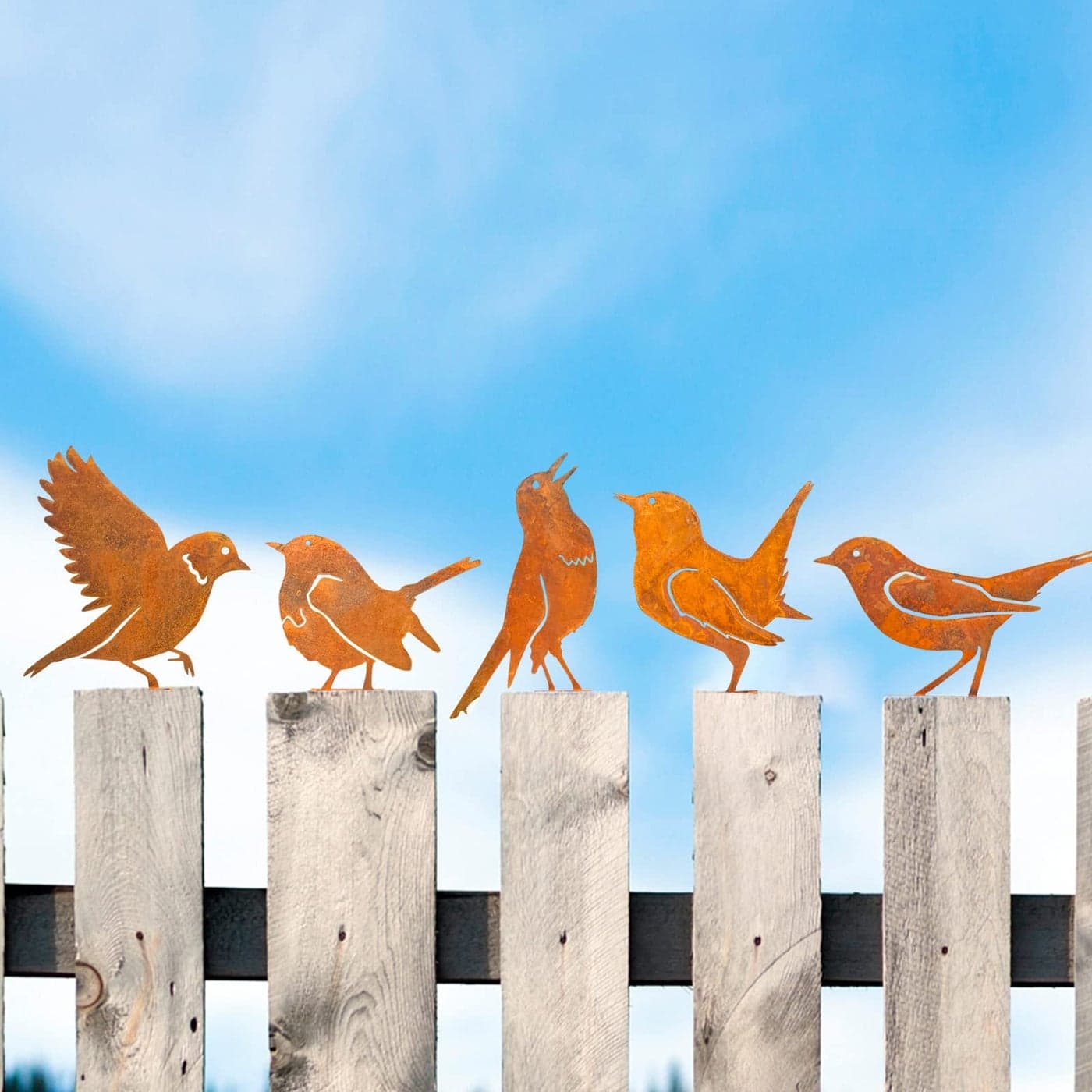Calrichly Rusty Bird Silhouette with Rusty Patina Birds Decoration Lifelike Metal Birds Garden Ornaments Silhouette Simulation Bird Figurine Rustic Outdoor Patio Yard Adornment