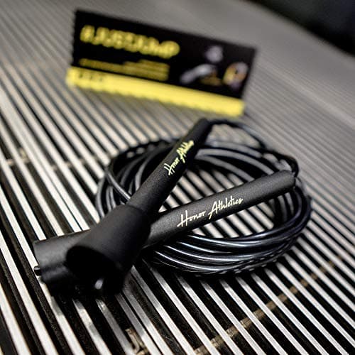 HONOR ATHLETICS Speed Rope, Skipping Rope - Best for Double Under, Boxing, MMA, Cardio Fitness Training Condition - Jump Rope (BLACK, 10 ft rope – (Fits users up to 6'3"))