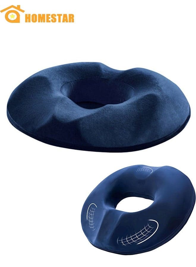 Memory Foam Tailbone Pillow, Seat Cushion, Massage Chair Pad, Orthopedic Pillow for Car, Office, Hip, Yoga, Blue