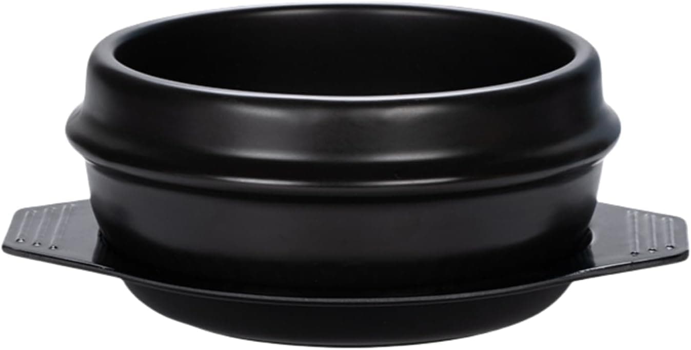 XICHENGSHIDAI Dolsot Bibimbap Earthenware Stone Bowl Korean Cooking Soup Ceramic Pot Donabe Pot for Ttukbaegi and Korean Stew with Tray 1500ml 572oz