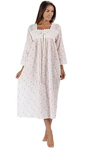 The 1 for U 100% Cotton Nightgown 3/4 Sleeves Laura (Vintage Rose, Medium)