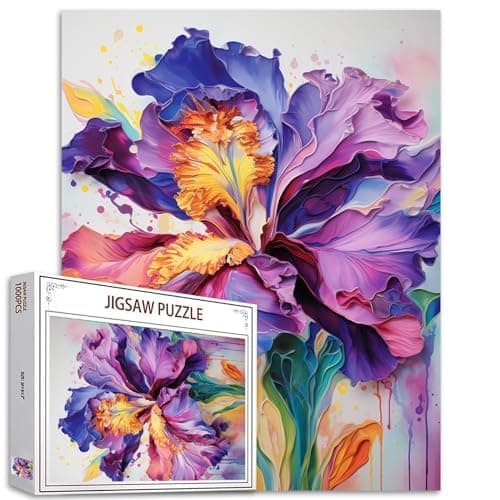Iris L Flower Jigsaw Puzzles for Adults 1000 Pieces Purple Blossom Floral Painting Jigsaw Puzzle Watercolor Craft Puzzles for Home Decoration Gifts Family Puzzle Perfect for Game Nights 27 x 20