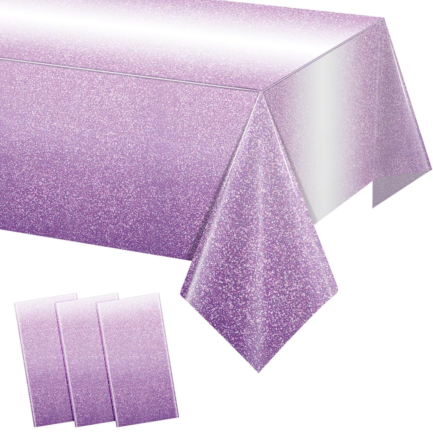 FunnyPars 3 Pack Ombre Purple Plastic Tablecloth for Parties Gradient Pastel Disposable Rectangle Table Cover Wedding Birthday Anniversary Decor 54x108 Inch
