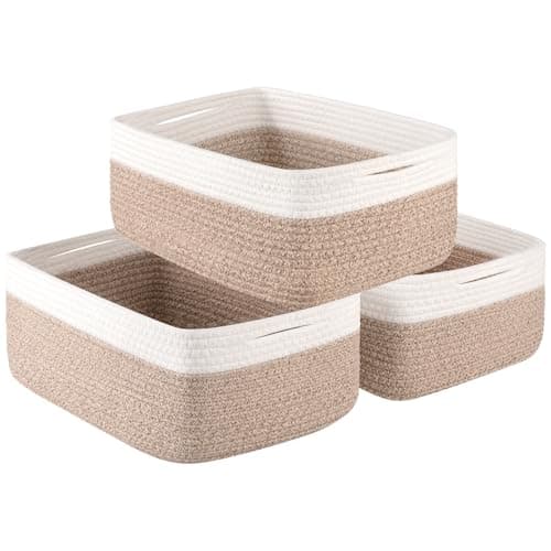 OIASKET Storage Baskets for Organizing 3 Pack Woven Baskets for Shelves Closet Organizer Bins Empty Gift Basket Toy Storage for Toys Books Towels Clothes 15x1142x67 Yellow