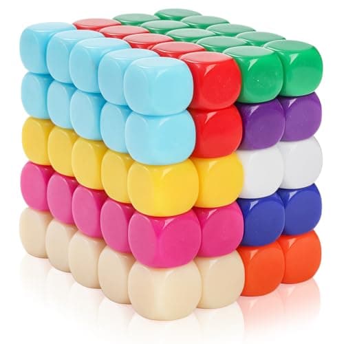 Noamus 100 Pieces Blank Dices 16MM Acrylic Colored Dice Cubes Assorted Color DIY Dices Six Sided Bulk Dice for DIY Sticker Party Favor10 Colors