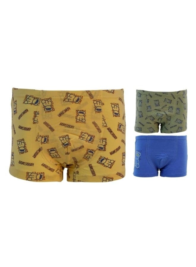 970138 Boy's Multiple Design Boxer Shorts 3-Pack Underwear, Multicolor