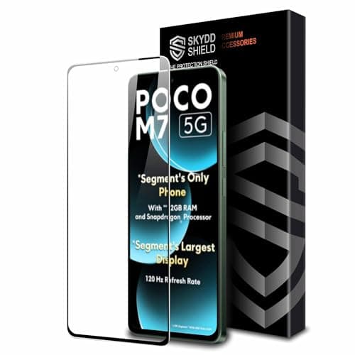 Skyddshield Military-Grade Gorilla Tempered Glass For Poco M7 and Poco C81x (6.88 Inch) With Installation Kit | Edge to Edge Coverage | Black