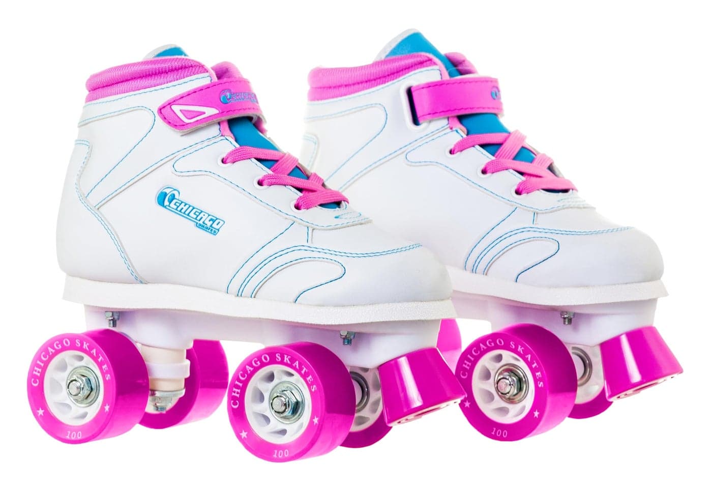 Chicago Sidewalk Roller Skates – Durable, Top Performance Indoor/Outdoor Use Skate Shoes for Girls & Boys, High-Top Boot Safety Youth Quad Skates, 60mm PU Wheels, Adjustable Chassis & Trucks