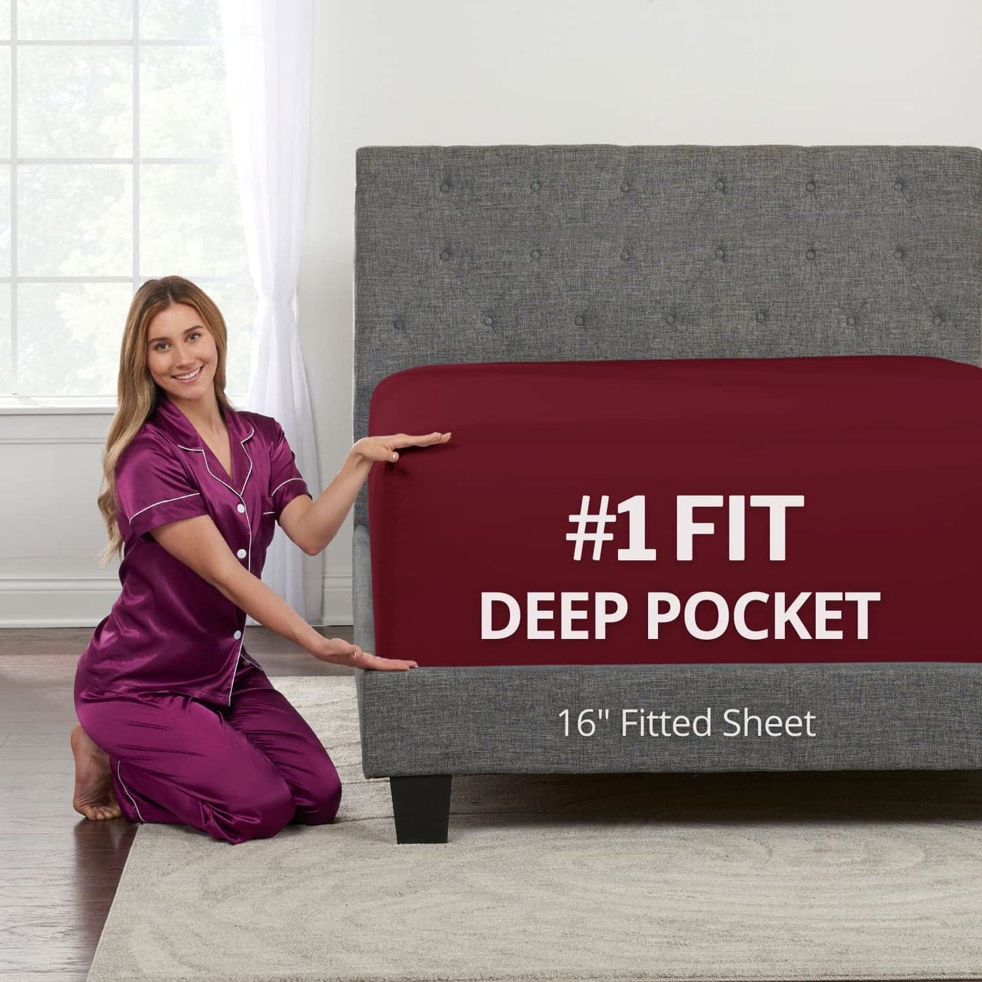 Burgundy Queen Deep Pocket Fitted Sheet 16 Deep Fits 1418 Mattresses