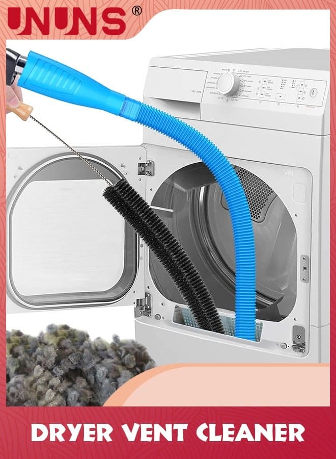 2 Pieces Dryer Vent Cleaner Kit,Dryer Lint Vacuum Attachment Lint Remover,Lint Remover Refrigerator Coil Brush,Blue
